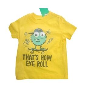 Oshkosh Bgosh Baby Graphic Tee 6M Yellow Cotton "Thats How Eye Roll" Skateboardi